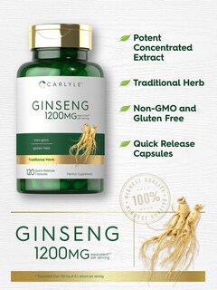Foto 4 | Foto 4 | Suplemento Carlyle Ginseng 120 Cápsulas de 1200 Mg Sin Ogm - Venta Internacional