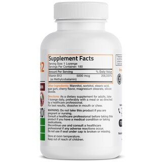 Foto 2 | Foto 2 | Suplemento Bronson Methyl B12 5000 Mcg Vitamina B12 180 Tabletas - Venta Internacional