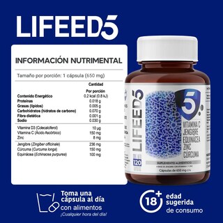 Foto 3 | Foto 3 | Suplemento Alimenticio Immune Jengibre Lifeed5 120 Cápsulas