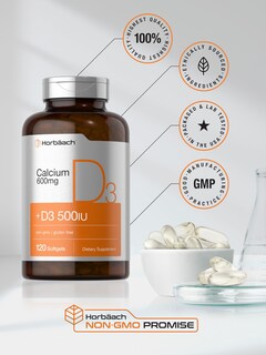 Foto 6 | Foto 6 | Suplemento De Calcio Horbäach 600 Mg Con Vitamina D3 120 Cápsulas Blandas - Venta Internacional.