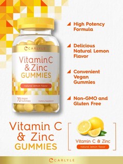 Foto 4 | Foto 4 | Suplemento Carlyle: Gomitas De Vitamina C Y Zinc, 70 Unidades - Venta Internacional.