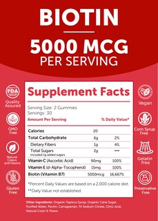 Foto 5 | Foto 5 | Gomitas De Biotina Lunakai Con Vitamina C Y E 5000 Mcg Para Mujeres - Venta Internacional.