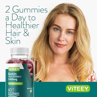 Foto 6 | Foto 6 | Gomitas De Biotina Viteey Para Cabello, Piel Y Uñas, 5000 Mcg, 60 Gomitas - Venta Internacional.
