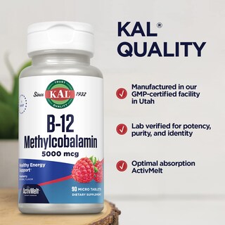 Foto 5 | Foto 5 | Suplemento Kal De Vitamina B12, Metilcobalamina, 5000 Mcg, 90 Tabletas - Venta Internacional.