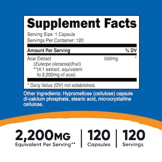 Foto 2 | Foto 2 | Suplemento Nutricost De Extracto De Acai, 2,2 G, 120 Cápsulas Vegetarianas - Venta Internacional.