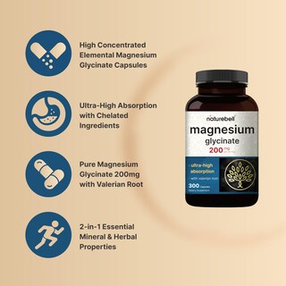 Foto 3 | Foto 3 | Suplemento De Glicinato De Magnesio Naturebell 200 Mg 300 Cápsulas - Venta Internacional.