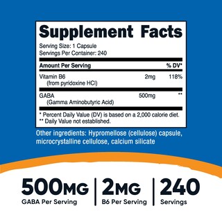 Foto 2 | Foto 2 | Suplemento Nutricost Gaba (ácido Gamma Aminobutírico) Y Vitamina B6 500 Mg 240 Cápsulas - Venta Internacional.