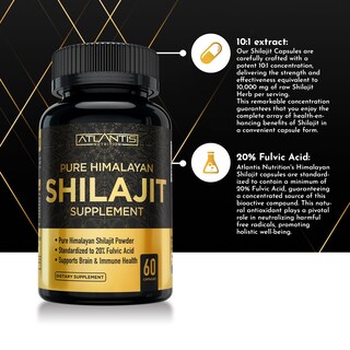 Foto 3 | Foto 3 | Suplemento De Resina De Shilajit De Atlantis Nutrition, 10 000 Mg, 60 Cápsulas - Venta Internacional.