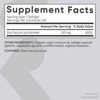 Foto 6 | Foto 6 | Suplemento De Zinc Sports Research Picolinato De Zinc 50 Mg X 60 Cápsulas Blandas - Venta Internacional.