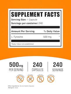 Foto 2 | Foto 2 | Suplemento Bulksupplements.com L-tirosina 500 Mg 240 Cápsulas - Venta Internacional.
