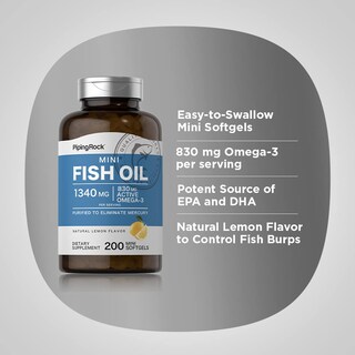 Foto 4 | Foto 4 | Suplemento Piping Rock Mini Cápsulas Blandas De Aceite De Pescado, 1340 Mg, 200 Píldoras - Venta Internacional.