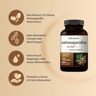 Foto 3 | Foto 3 | Suplementos Naturebell Ashwagandha De 12.500 Mg Con Pimienta Negra - Venta Internacional.