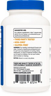 Foto 3 | Foto 3 | Suplemento De Vitamina B12 Nutricost 5000 Mcg 240 Cápsulas - Venta Internacional.