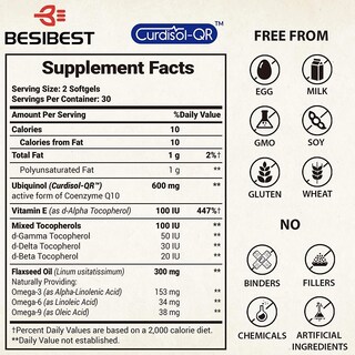 Foto 3 | Foto 3 | Suplemento De Gel Blando Besibest Ubiquinol Coq10 De 600 Mg Con Vitamina - Venta Internacional.