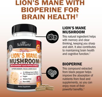 Foto 4 | Foto 4 | Suplemento Bioschwartz Organic Lions Mane 2100 Mg 90 Cápsulas - Venta Internacional.