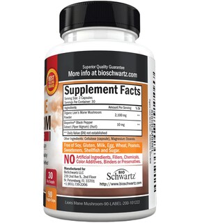 Foto 7 | Foto 7 | Suplemento Bioschwartz Organic Lions Mane 2100 Mg 90 Cápsulas - Venta Internacional.