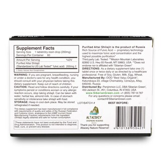 Foto 4 | Foto 4 | Shilajit Dry Drops Siberian Green Premium, 60 Unidades (200 Mg) - Venta Internacional.