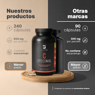 Foto 3 | Foto 3 | Vitamina C Y Escaramujo | 240 Cápsulas | Ingredientes Naturales | C Liposomal | B Life.