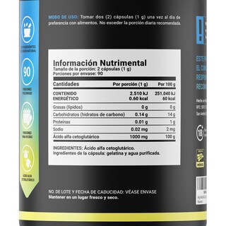 Foto 2 | Foto 2 | Ácido Alfa Cetoglutárico para Rendimiento Deportivo y Recuperación Muscular 180 Cápsulas AKG Blend B Life