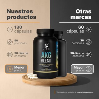 Foto 3 | Foto 3 | Ácido Alfa Cetoglutárico para Rendimiento Deportivo y Recuperación Muscular 180 Cápsulas AKG Blend B Life