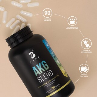 Foto 6 | Foto 6 | Ácido Alfa Cetoglutárico para Rendimiento Deportivo y Recuperación Muscular 180 Cápsulas AKG Blend B Life