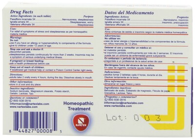 Foto 2 | Foto 2 | Tabletas Sedantes Homeopáticas Nartex Simplex 60 Tabletas - Venta Internacional.