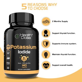 Foto 4 | Foto 4 | Supplement Health Dose Potasio + Yoduro Ki 130 Mg 140 Tabletas - Venta Internacional.