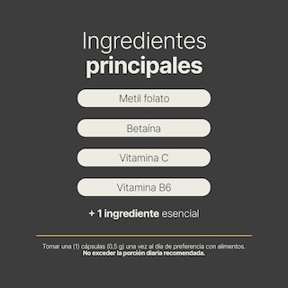 Foto 4 | Foto 4 | Metil Folato | 180 Cápsulas | Adicionado Con Betaína, B6, B12 Y Vitamina C | Methyl Folate Blend | B Life.