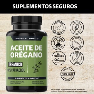 Foto 2 | Foto 2 | Suplemento Alimenticio Beyond Vitamins Aceite De Oregano Orgánico Natural Con Carvacrol 180 Cápsulas