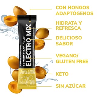Foto 6 | Foto 6 | Suplemento Alimenticio Beyond Vitamins Electrolitos Sin Azúcar En Polvo Camu Camu Efervescente Con Hongos 20 Sticks