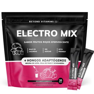 Foto 1 | Foto 1 | Suplemento Alimenticio Beyond Vitamins Electrolitos Sin Azúcar En Polvo Frutos Rojos Efervescente Con Hongos 20 Sticks