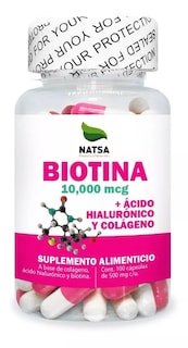 Foto 1 | Foto 1 | Biotina Con Ácido Hialurónico Y Colágeno Natsa 100 Cápsulas