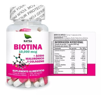 Foto 2 | Foto 2 | Biotina Con Ácido Hialurónico Y Colágeno Natsa 100 Cápsulas
