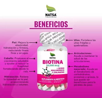 Foto 3 | Foto 3 | Biotina Con Ácido Hialurónico Y Colágeno Natsa 100 Cápsulas