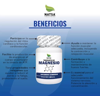 Foto 3 | Foto 3 | Treonato De Magnesio Natsa 60 Cápsulas