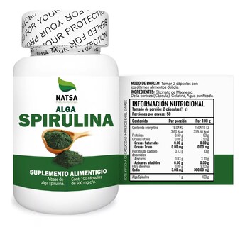Foto 2 | Foto 2 | Alga Spirulina Natsa 100 Cápsulas