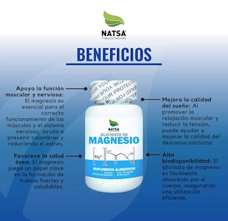 Foto 3 | Foto 3 | Suplemento Alimenticio Glicinato de Magnesio Natsa 100 Cápsulas