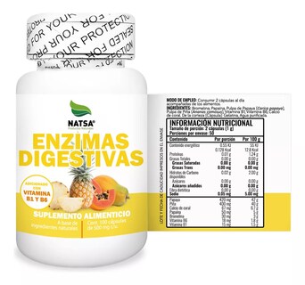 Foto 2 | Foto 2 | Suplemento Alimenticio Enzimas Digestivas Natsa 100 Cápsulas