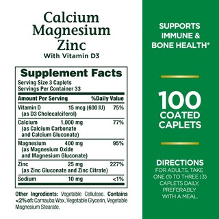 Foto 2 | Foto 2 | Suplemento Nature's Bounty De Calcio, Magnesio Y Zinc, 100 Comprimidos - Venta Internacional.