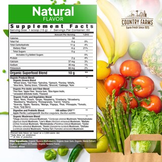 Foto 2 | Foto 2 | Mezcla Para Bebidas Super Greens Country Farms, 900 G, 60 Porciones - Venta Internacional.
