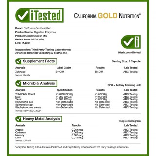 Foto 4 | Foto 4 | Enzimas Digestivas California Gold Nutrition 90 Cápsulas Vegetarianas - Venta Internacional