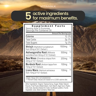 Foto 6 | Foto 6 | Suplemento Vitamax, Gomitas Orgánicas De Shilajit, 1000 Mg, 60 Unidades - Venta Internacional.