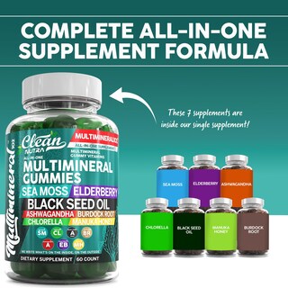 Foto 2 | Foto 2 | Aceite De Semillas Negras De Musgo Marino Gummy Vitamins Clean Nutra Con Ashwagandha - Venta Internacional.