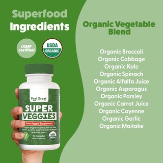 Foto 3 | Foto 3 | Suplementos de Frutas y Verduras Orgánicas Feel Great Del USDA 2 Frascos de 90 Cápsulas - Venta Internacional