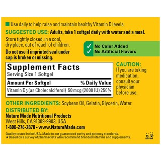 Foto 5 | Foto 5 | Suplemento de Vitamina D3 De Nature Made 2000 Ui 250 Cápsulas Blandas - Venta Internacional