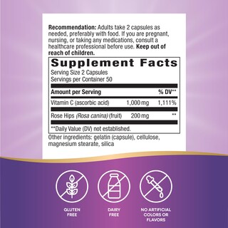 Foto 2 | Foto 2 | Suplemento De Vitamina C De Nature's Way, 1000 Mg, 100 Cápsulas - Venta Internacional.
