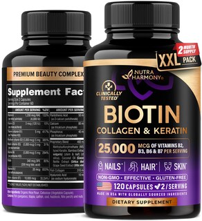 Foto 1 | Foto 1 | Suplemento Nutraharmony, Biotina, Colágeno Y Queratina, 25000 Mcg - Venta Internacional.