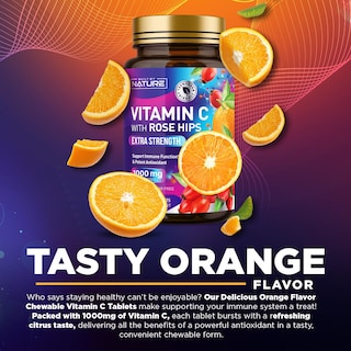 Foto 6 | Foto 6 | Vitamina C Masticable De 1000 Mg Con Escaramujos Hecha Por La Naturaleza - Venta Internacional.