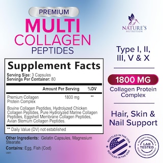 Foto 2 | Foto 2 | Suplemento De Péptidos De Colágeno Nature's Nutrition 240 Cápsulas - Venta Internacional.