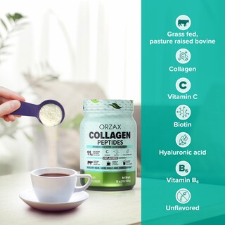 Foto 4 | Foto 4 | Péptidos De Colágeno En Polvo Orzax 11 G Tipo I Y Iii Con Biotina 480 Ml - Venta Internacional.